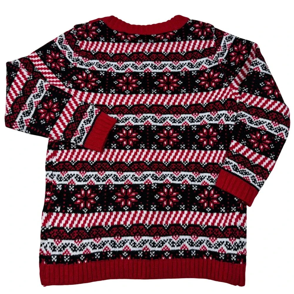 NEW 33 Degrees Kids Ugly Christmas Sweater Holiday Fair‎ Isle Red Black Size 6